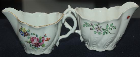 Two Worcester Low Chelsea ewers, c.1765, 7cm